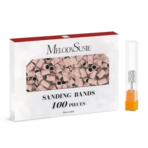 Miniatura 32 de MelodySusie - 100 bandas de lijado para brocas de uñas para lima eléctrica, de grano #80 grueso para limar uñas acrílicas, manicura y pedicura