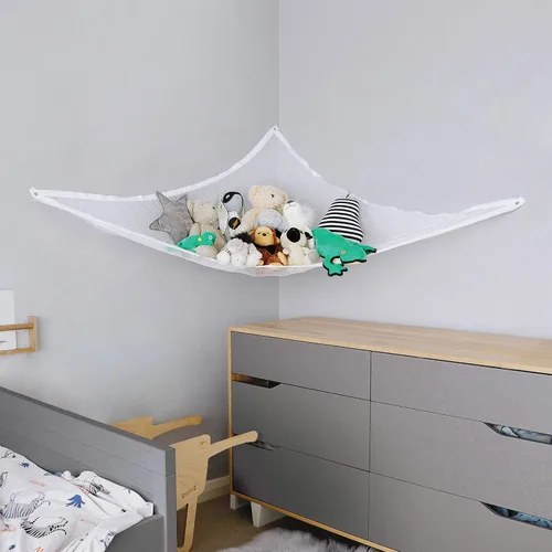 Miniatura 3 de Little Chicks Hamaca de red de peluche para animales de peluche, organizador de esquina y soporte para juguetes, almacenamiento colgante extragrande