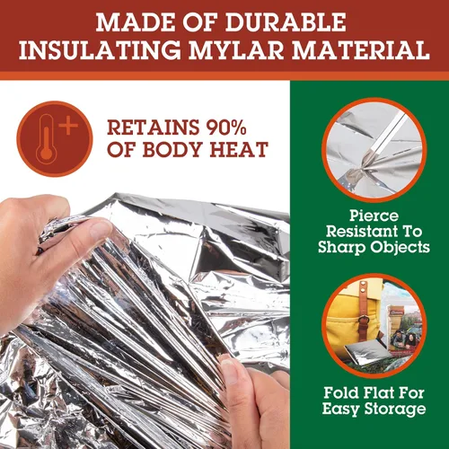 Miniatura 4 de Grizzly Gear Saco de dormir térmico de emergencia resistente a la intemperie Mylar para supervivencia ante desastres 7 pies x 3 pies Compacto