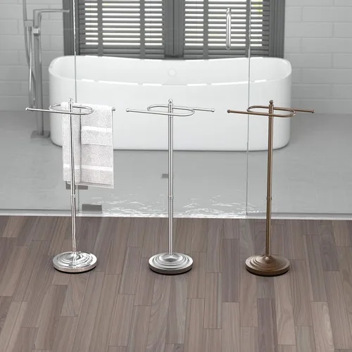 Miniatura 5 de Gatco Estilo S, soporte para toallas para piso, 1506 Níquel Satinado