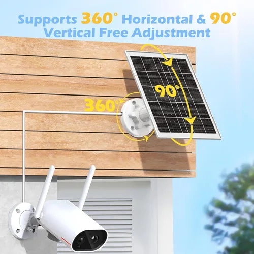 Miniatura 5 de Cargador de panel solar de 8 W para cámaras de seguridad al aire libre, con Micro USB/USB-C y puerto DC (35 x 135), se ajusta a
