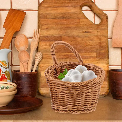 Miniatura 3 de Ciieeo Cesta colgante de cocina para almacenamiento de cebolla y ajo, cesta colgante de mimbre para colgar en la pared, organizador de ahorro
