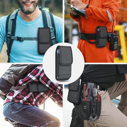 Miniatura 8 de ykooe Funda de Nylon para Cinturón de Teléfono Celular Compatible con iPhone 17 Pro Max, Galaxy S25/S24/S23/S22 Ultra A16 A15 A14 A13, Moto G Negro
