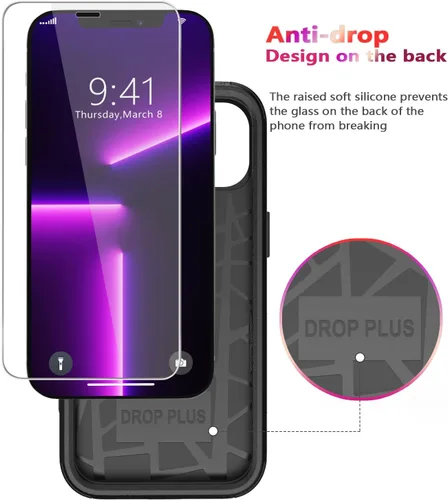 Miniatura 5 de Diverbox Funda diseñada para iPhone 13 Pro con protector de pantalla para lente de cámara, resistente a los golpes, resistente a los golpes