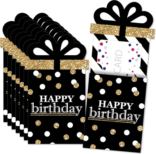 Miniatura 12 de Big Dot of Happiness Portatarjetas de regalo de cumpleaños alegres, fundas coloridas para tarjetas de regalo y dinero de celebración, juego de Feliz