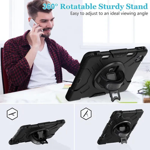 Miniatura 3 de Funda para iPad Pro de 11 pulgadas (2022/2021/2020/2018): Funda de silicona para iPad 11 (4ª/3ª/2ª/1ª) generación con protector de pantalla, Negro