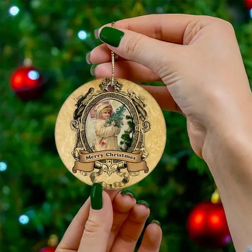 Miniatura 4 de Adornos de árbol de Navidad, adornos de Navidad, adornos de Navidad, adornos de recuerdo, decoración del hogar, textura de papel, colgantes redondos