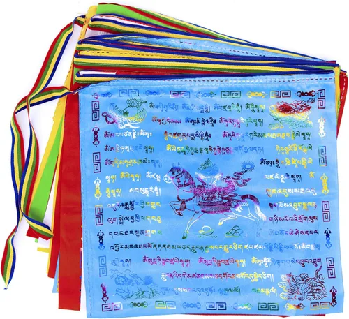 Banderas de oración tibetanas, 20 unidades, banderas de oración budista para exteriores, 13.4 x 13.4 pulgadas, banderas de oración grandes de