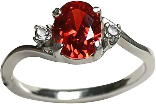 TSNjewelry Anillo de plata de ley 925 con ópalo de fuego mexicano con diamantes/forma ovalada