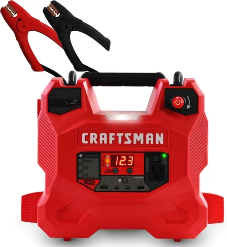 CRAFTSMAN Arrancador de batería de coche de 1200 A y estación de energía portátil, solución 5 en 1, compresor de aire de 100 PSI, para baterías de