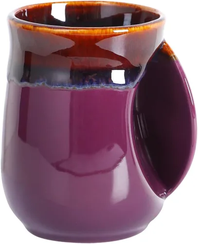 Miniatura 8 de Selamica - Taza de porcelana de 18 onzas con calentador de manos para diestros, taza de café, taza de té para familiares y pareja - Azul