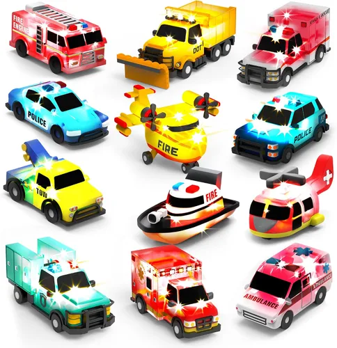 Miniatura 10 de Tub Works® Emergency™ Cars - Juguetes de baño iluminados, paquete de 6 Juguetes iluminados activados por agua parpadean y cambian