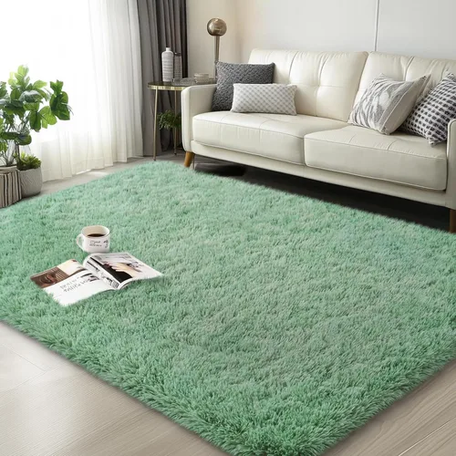 Miniatura 108 de Mugorn - Alfombra de 8 x 10 pies, alfombras grandes, esponjosas, suaves, peludas, antideslizantes, mullidas para interiores, color negro, 8 x 10 pies