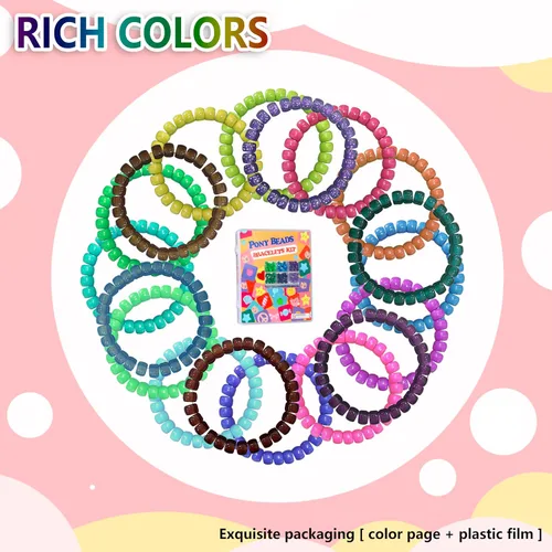Miniatura 5 de LIS HEGENSA Kandi - Juego de cuentas de pony a granel, para hacer collares, joyas, trenzar el cabello, pulseras, cuentas de plástico