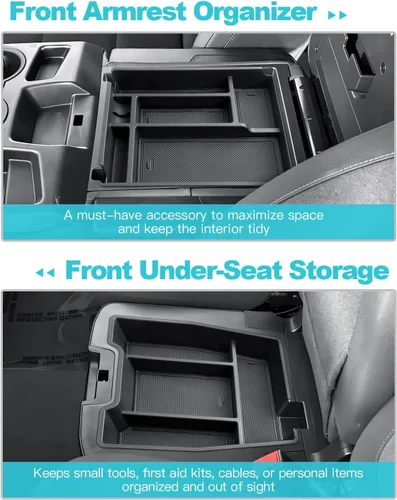 Miniatura 4 de CDEFG Organizador de consola central Chevy Silverado Sierra 2500HD 3500HD 2019-2025 2026 (solo asiento plegable de banco dividido)