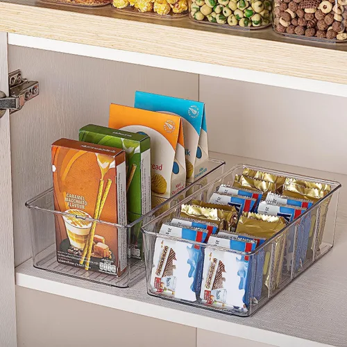 Miniatura 6 de Vtopmart Paquete de 2 cubos organizadores de almacenamiento de alimentos, contenedores de plástico transparente para despensa, cocina, refrigerador