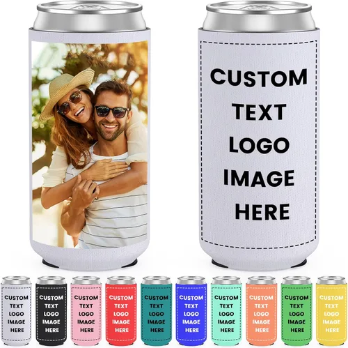 Miniatura 11 de Paquete de 300 enfriadores de latas personalizados a granel, enfriador de latas personalizado con logotipo de foto texto para bodas, cumpleaños