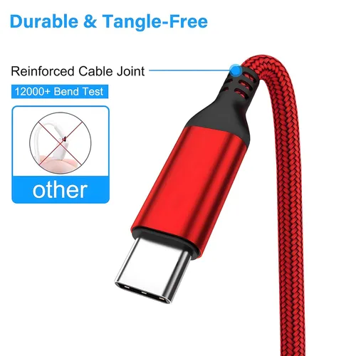 Miniatura 2 de AkoaDa Cable USB tipo C, paquete de 3 cables de carga rápida USB A a USB-C 3.1A de 10 pies para iPhone 17/16/16 Pro/16 Pro Max/15 Galaxy S25 FE S25