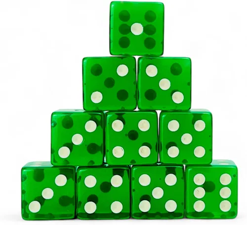 Miniatura 13 de Luck Lab Paquete de 10 dados de 19 mm - Dados D6 acrílicos y translúcidos, cuadrados con bordes redondeados para casino, craps, juegos de mesa RPG