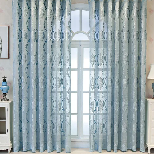 Miniatura 16 de VOGOL Cortinas traslúcidas de 84 pulgadas de largo, cortinas traslúcidas blancas con bordado floral europeo para sala de estar, comedor, bolsillo