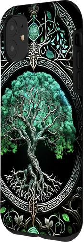 Miniatura 2 de Funda para iPhone 11 con diseño de árbol de la vida para yoga, espiritual, celta, vikingo, verde y negro