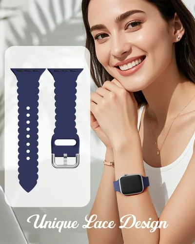 Miniatura 2 de Sunnywoo - Correa deportiva de encaje de silicona compatible con Apple Watch de 38, 40, 41, 42, 44, 45, 46 y 49 mm para mujeres, correa de muñeca