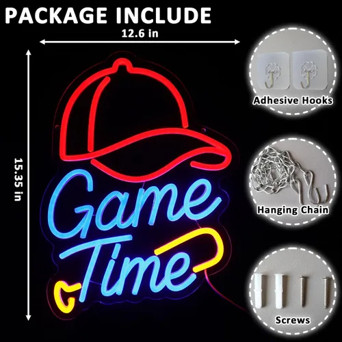 Miniatura 2 de Letrero de neón de béisbol para decoración de pared, regulable, para dormitorio, bate de béisbol, luz de neón para club de béisbol, sala