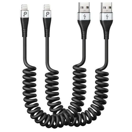 Miniatura 11 de Cable de carga para iPhone para automóvil de 3 pies, paquete de 2 cables Lightning enrollados, [certificado Apple MFi] cable de carga retráctil