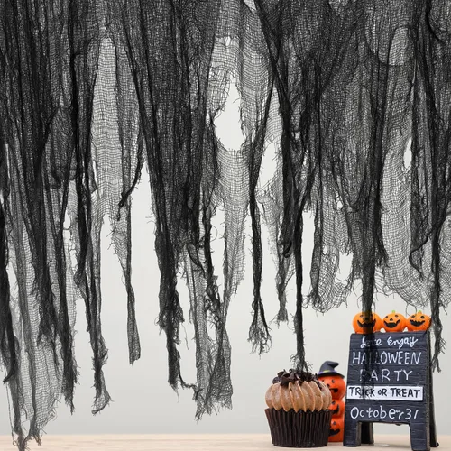 Miniatura 13 de Watayo Paquete de 8 paños espeluznantes de Halloween, tela espeluznante de 72 x 30 pulgadas, tela de araña elástica de Halloween, gasa espeluznante