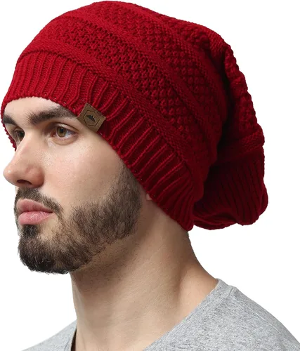 Slouchy Cable tejido Gorro de lana por Tough Headwear – Gorro de lana de gran tamaño Sombreros Gorros Graves Sombreros Para Hombres y Mujeres –
