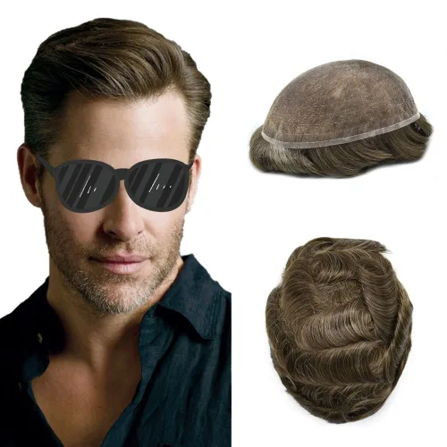 Miniatura 97 de PUNRU HAIR Completo Swiss Lace Toupee para hombres Sistema de cabello humano real Sistema de reemplazo de cabello humano para hombre Toupee