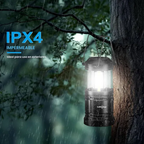 Miniatura 3 de Linterna de camping LED de ILEEDear, luces operadas por batería, brillo ajustable para camping, emergencias, cortes de energía, linternas plegables