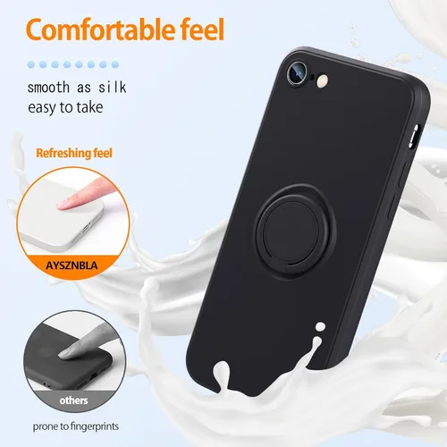 Miniatura 2 de Funda para Galaxy S22 Ultra, con soporte de anillo giratorio de 360° y correa de silicona líquida, delgada, a prueba de golpes, funda protectora Azul