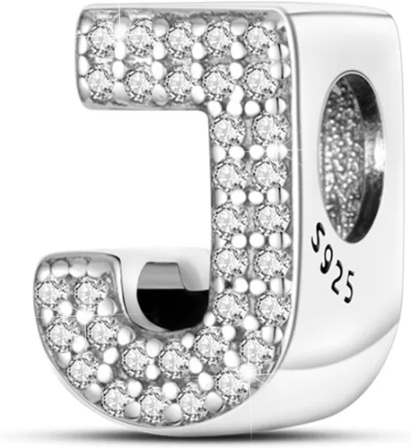 PARCOM Dijes de letras compatibles con pulseras Pandora de plata esterlina S925 con iniciales para pulseras del alfabeto A-Z, cuentas de letras para