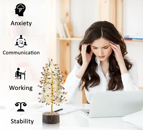 Miniatura 3 de Árbol de cristal de mezcla de chakras, piedras preciosas y cristales, curación de chakras, Feng Shui, árbol de meditación, árbol de piedras