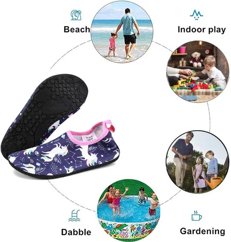 Miniatura 6 de HIITAVE Zapatos acuáticos antideslizantes para la playa, natación, secado rápido, calcetines acuáticos para niños y niñas pequeños