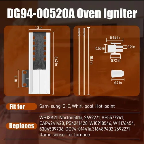 Miniatura 2 de Upgrade NISHCON DG94-00520A - Encendedor de horno de repuesto para estufa de gas Samsung NX58H5600SS NX58H5650WS NX58F5500SS, garantía de un año