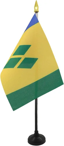 Miniatura 43 de Venezuela Old 7 estrellas con brazos Bandera de mesa 4'' x 6'' - Antigua bandera venezolana de escritorio 5.9 x 3.9 in - tapa de lanza dorada - AZ