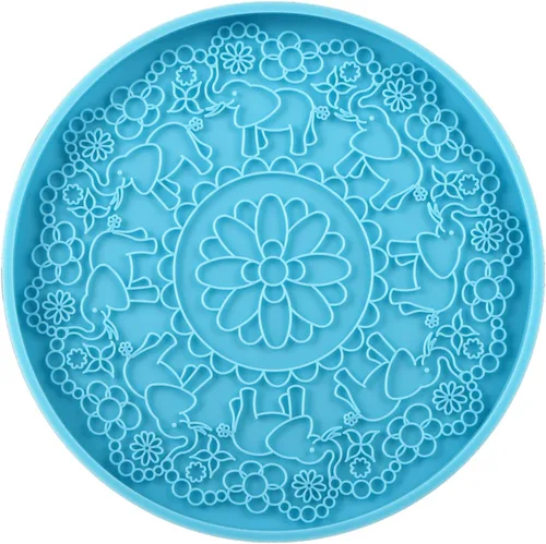 AGCFABS 1 molde de resina para posavasos de flores de mandala, moldes de silicona de diseño 3D para hacer bandejas de posavasos redondos, tapete de
