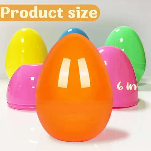 Miniatura 5 de LUKBERA Huevos de Pascua brillantes de plástico jumbo, 12 unidades, 6 pulgadas, rellenables, varios colores sólidos, huevos sorpresa vacíos