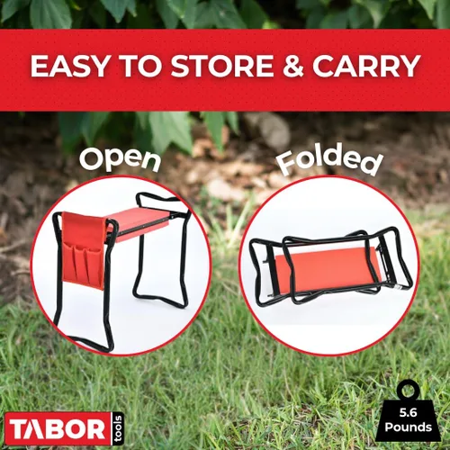 Miniatura 6 de TABOR TOOLS TR2A - Banco de jardín y asiento con bolsa de herramientas y cojín de espuma, asiento de trabajo con opción de banco arrodillado
