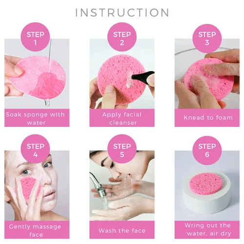 Miniatura 2 de 50 esponjas faciales comprimidas, esponjas faciales de celulosa blanca GAINWELL 100% naturales, esponjas cosméticas de spa para limpieza facial