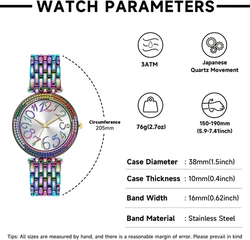 Miniatura 4 de Bisley Reloj de pulsera de metal para mujer, fácil de leer, resistente al agua