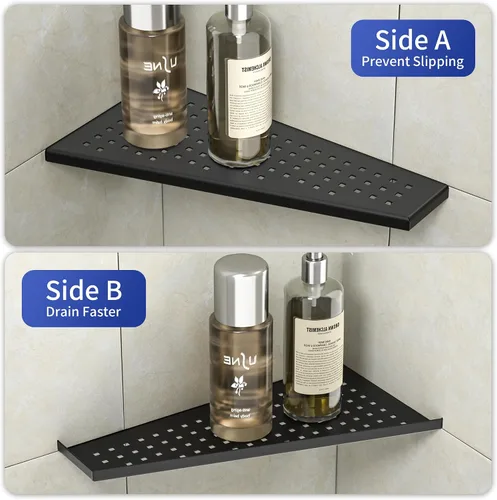Miniatura 4 de Estante esquinero de ducha de 2 piezas, estantes trapezoidales de baño de 12 pulgadas para pared de azulejos, lechada de acero inoxidable 304