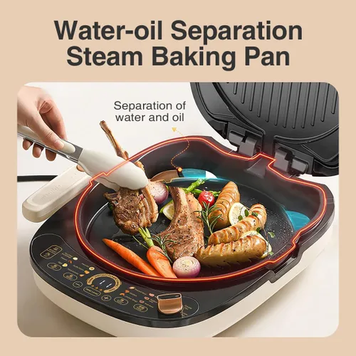 Miniatura 2 de LIVEN Bandeja eléctrica para hornear LR-D3027S, plancha eléctrica extraíble para barbacoa, panadería, bistec, panqueques de huevos, 1500 W