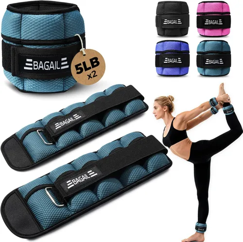 Miniatura 23 de BAGAIL Pesas de tobillo para mujeres y hombres, un par de pesas de 1/2/4/6/8/10 libras con diseño elegante y ajuste seguro para caminar, correr