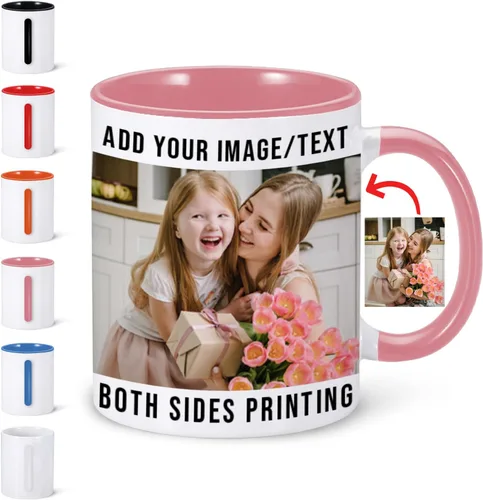 Tazas de café personalizadas, taza de 11 onzas para mamá con nombre de imagen, tazas de café personalizadas para mamá de hija e hijo, taza de foto