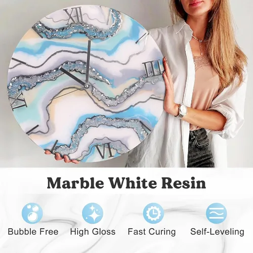 Miniatura 2 de LET'S RESIN EPOXY RESIN Resina epoxi blanca, kit de epoxi de alto brillo y sin burbujas de 44 onzas, resina autonivelante y endurecedor para Blanco