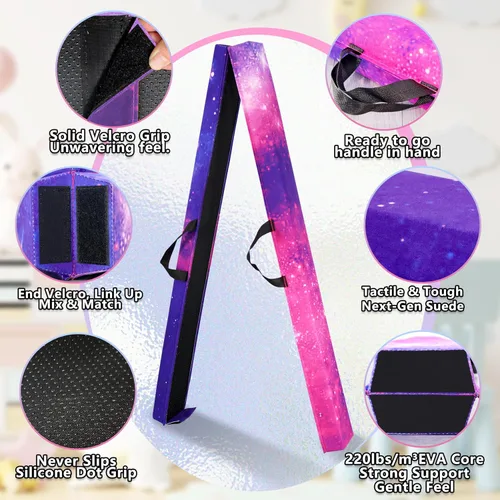 Miniatura 3 de Viga de equilibrio plegable de 6 pies/9 pies para niños de 3 a 15 años - Viga de suelo de gimnasia plegable, antideslizante, bolsa de transporte