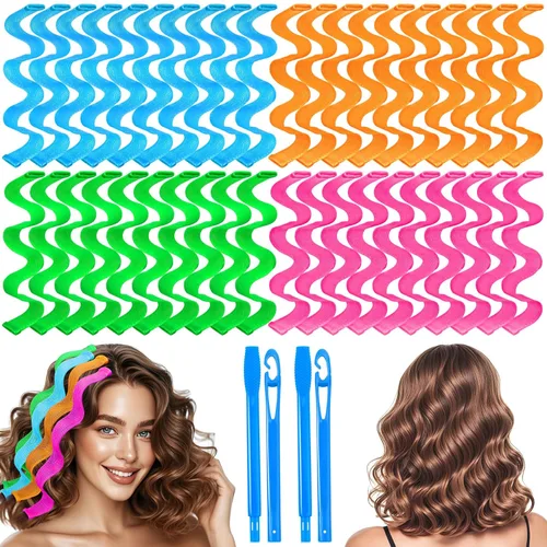 42 rizadores de cabello con ondas sin calor para cabello corto y mediano, rizadores de cabello sin daños por calor para ondas y rizos naturales de